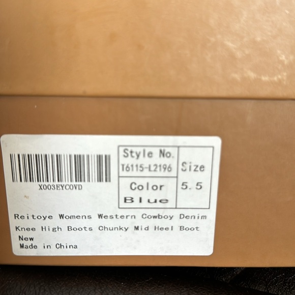 Reitoye Cowboy Boots for Women Embroidery Western Cowgirl Knee High Chunky - Picture 8 of 8